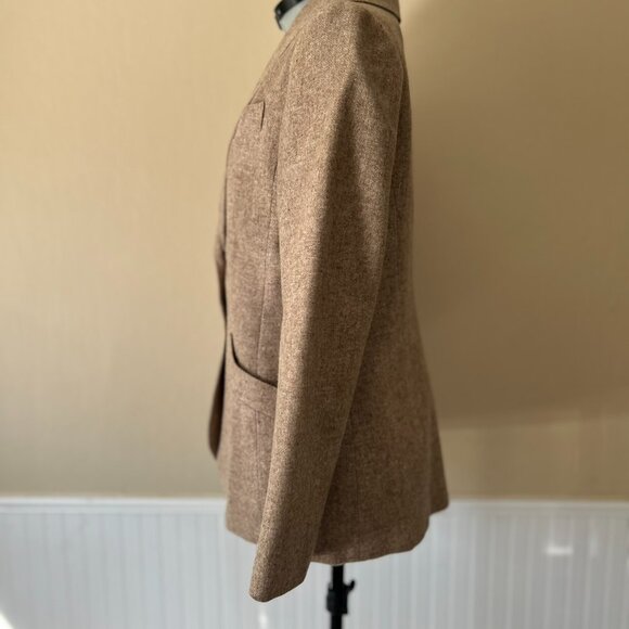 S.B.II by Bitterman 100% Pure Wool Beige Blazer | Vintage 70s Shawl Lapel 13/14 - Picture 3 of 9